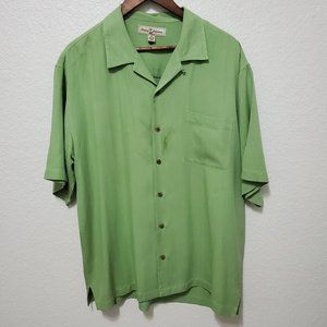 Tommy Bahama Silk button down shirt short sleeve green